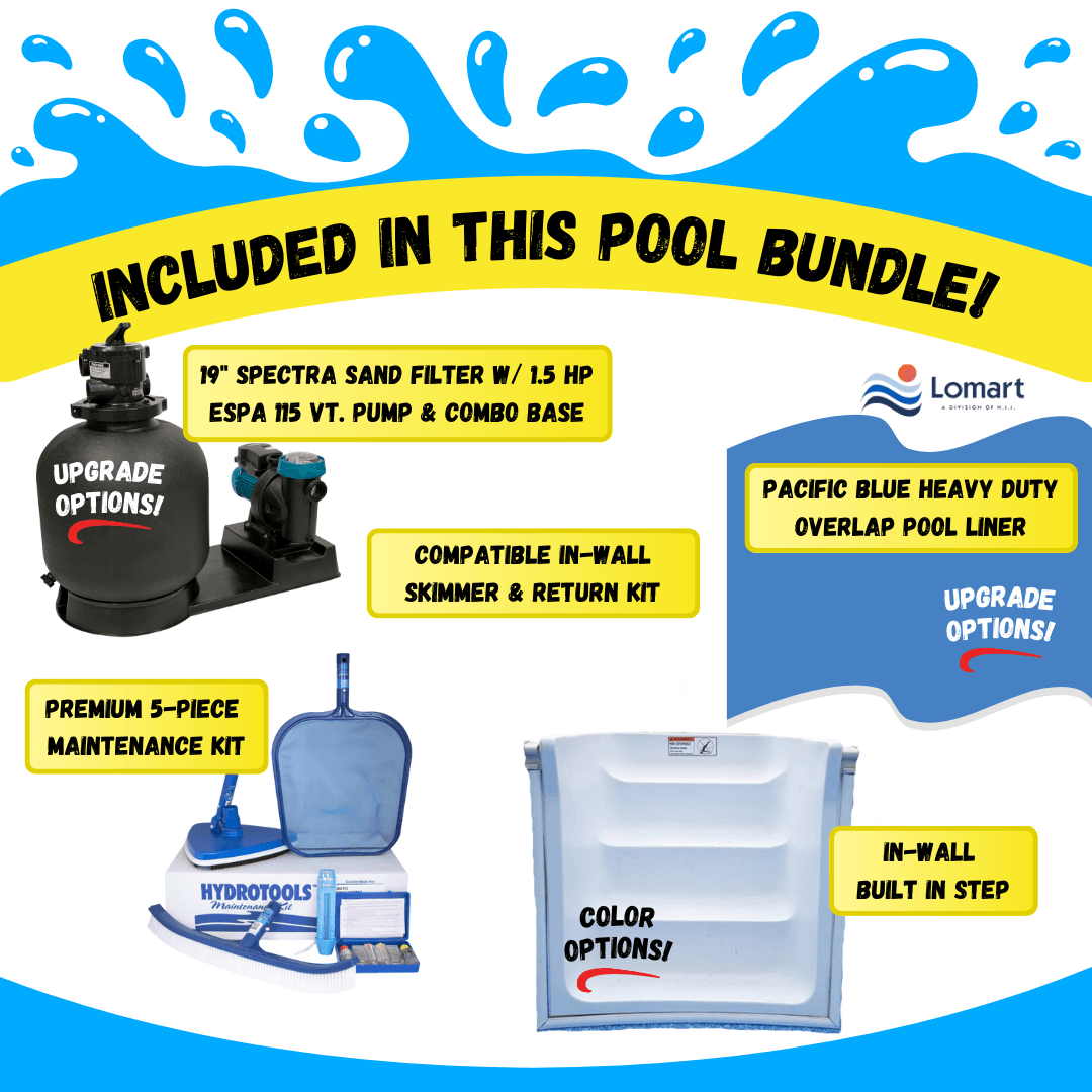 24' x 52" Whispering Wind III Semi In-Ground Pool with Above-Ground Swimming Pool Steps Bundle