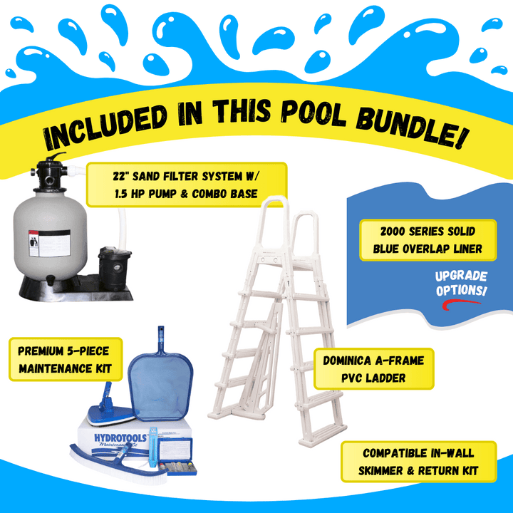 Above Ground Pool - 15' x 26' x 54" Oval RTR Resin Hybrid Pool Blowout Bundle
