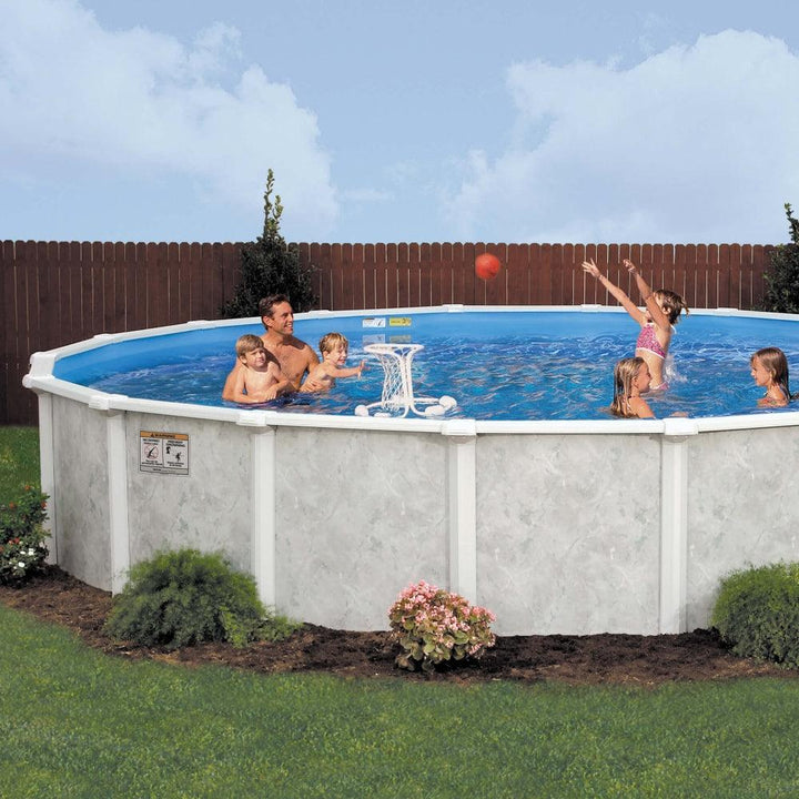 Above-Ground Pool - Grey Mist Steel Frame Round Bundle - 15' x 52"