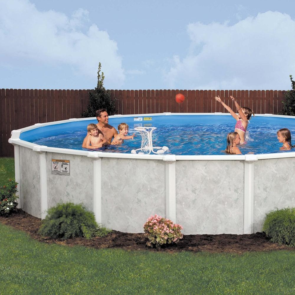 Above-Ground Pool - Grey Mist Steel Frame Round Bundle - 8'x52"