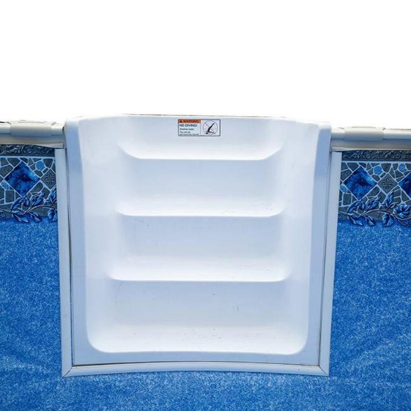 21' x 41' Oval Silver Interlude 8"Premium Resin Frame Saltwater Semi In-Ground Pool with In-Step & Bundle | 52"