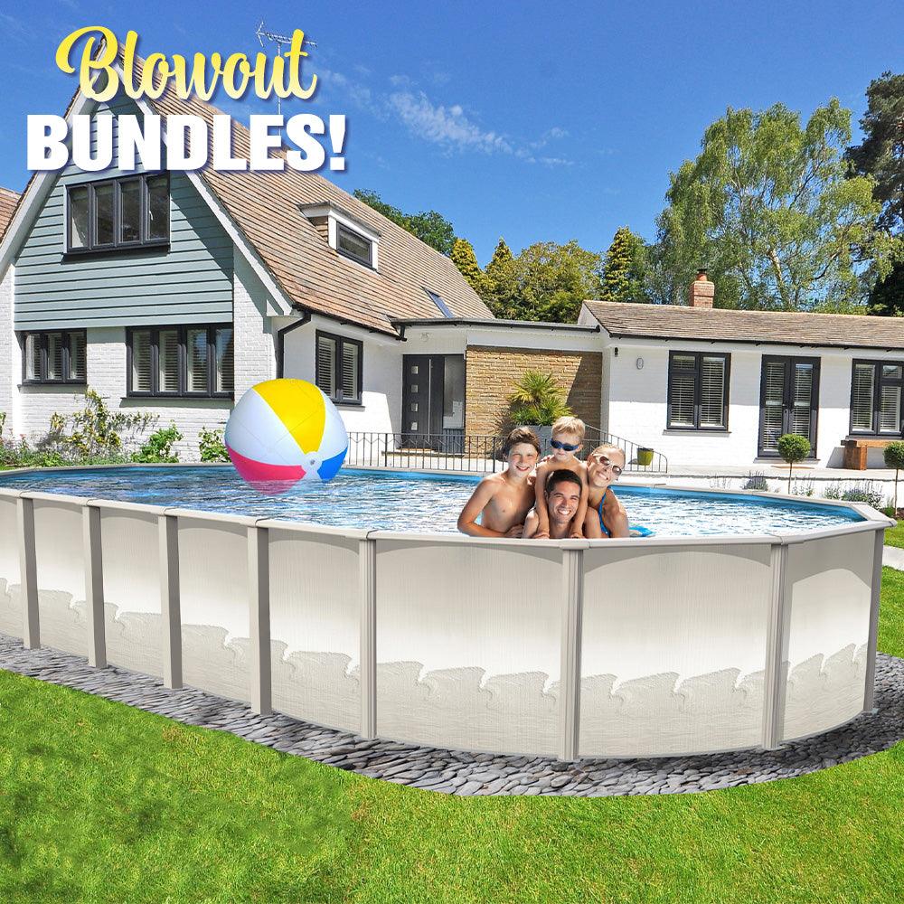 Above Ground Pool - 15' x 26' x 54" Oval RTR Resin Hybrid Pool Blowout Bundle
