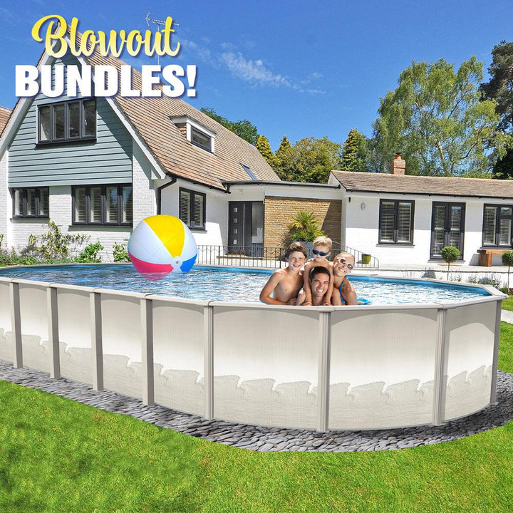 Above Ground Pool - 12' x 24' x 54" Oval RTR Resin Hybrid Pool Blowout Bundle