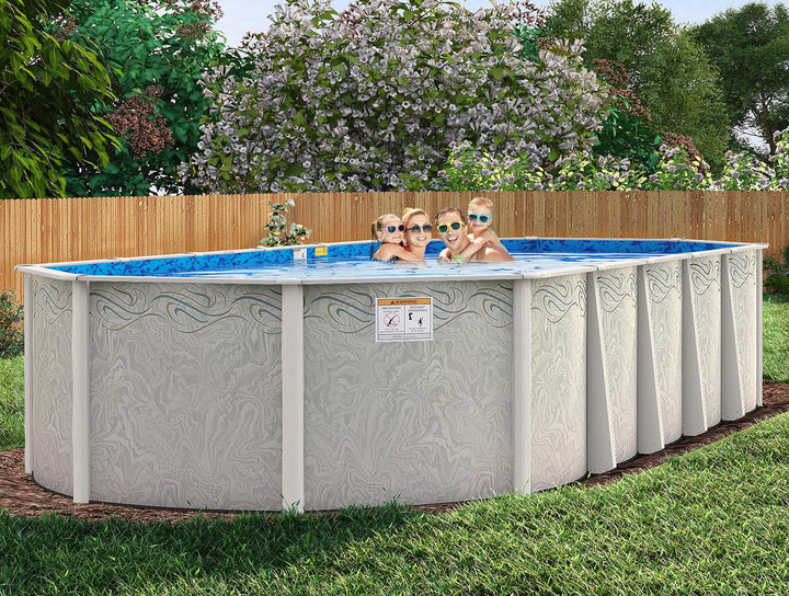 Above Ground Pool - 12' x 20' Silver Interlude 8" Hybrid Frame Oval Pool & Bundle - 52" or 54"