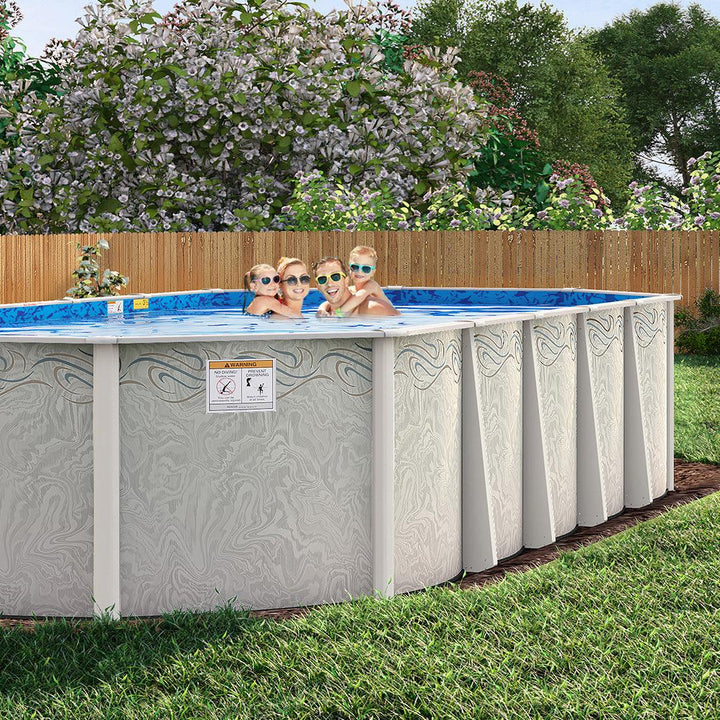 Above Ground Pool - 12' x 20' Silver Interlude 8" Hybrid Frame Oval Pool & Bundle - 52" or 54"