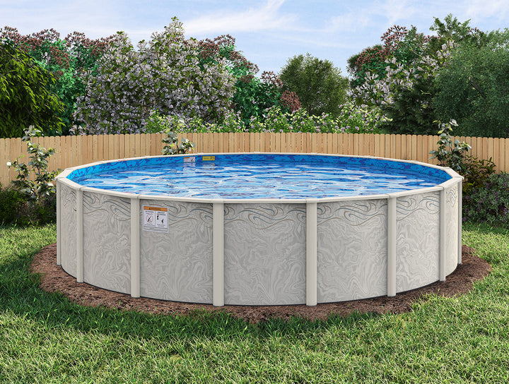 15' Round Silver Interlude 8" Premium Resin Frame Salt Friendly Semi In-Ground Pool Package 54"